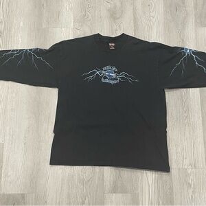 Harley-Davidson Black and Blue Lightning Long Sleeve Tee